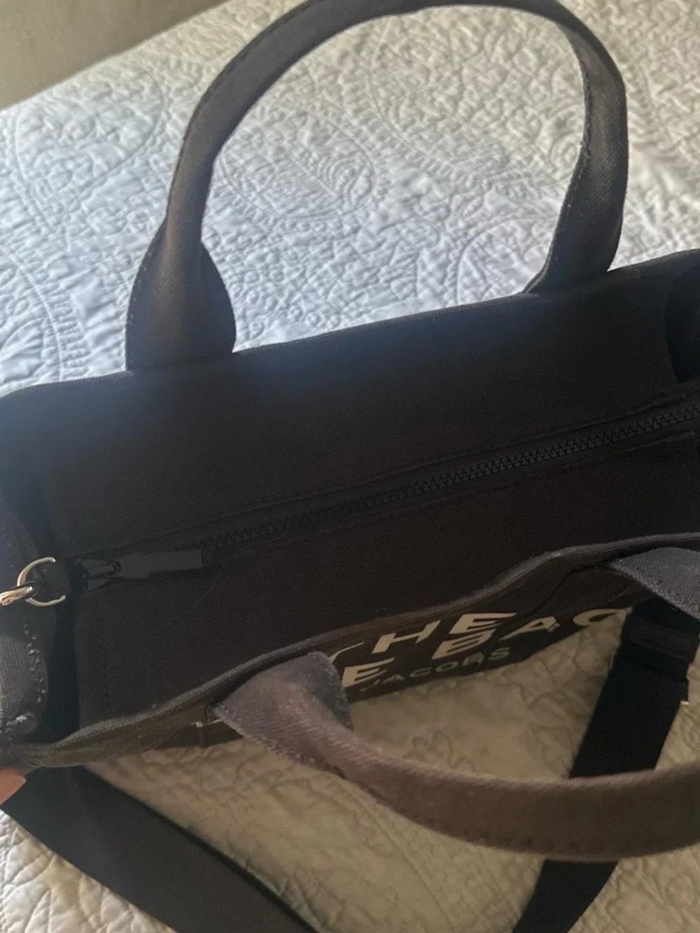 Marc Jacobs Black Canvas Tote Bag with White Logo